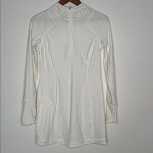 Athleta Pacifica II Swim Cover Up Dress White Hooded Rash Guard Small UPF Beach